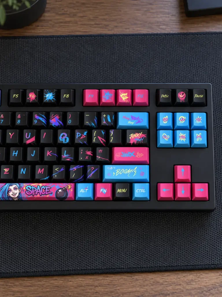 Right-side visualization of Jinx keycaps with standard navigation and arrow keys